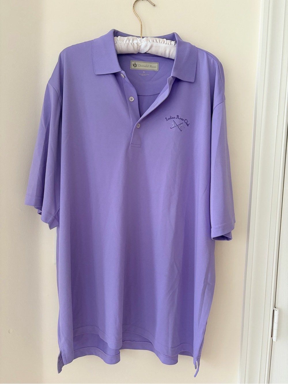 Donald Ross Golf Polo Shirt Lavender Purple Sz XL EUC Indian River Club Logo